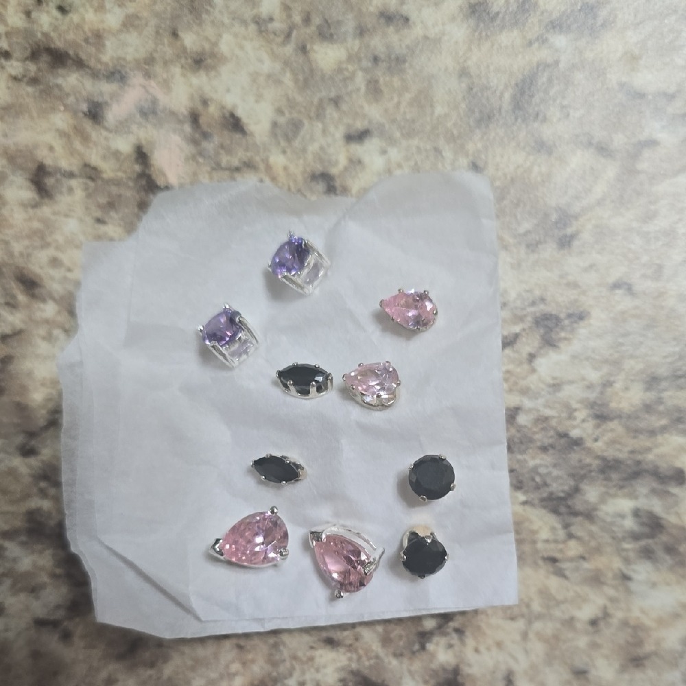 Chic Pink, Purple, and Black‎ Stud Earrings